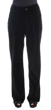Ermanno Scervino Black Velvet Cotton Straight Legs Pants -   -  Ermanno Scervino.